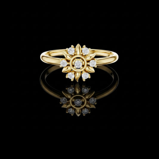 0.072 TCW Sunlit Floral Refined Petal Cluster Artistry Lab Diamond Cluster Ring in Gold