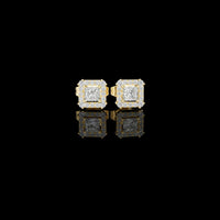 0.27 CT Aristocrat Princess Cut Lab Diamond Halo Stud Earrings in Polished Gold For Fiancee