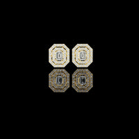 0.14 CT Imperial Octagon Halo Moissanite Diamond Stud Earrings with Emerald Cut Center For Mother