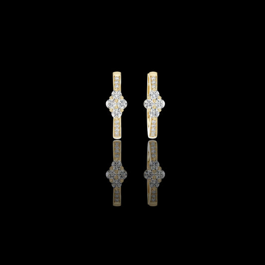 1.25 TCW Luxury Lab Grown Diamond Cluster Hoop Earrings Crafted in Glossy Gold For Her