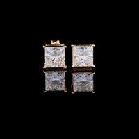 2.24 TCW Royal Radiance Lab Grown Princess Cut Gold Stud Earrings By Ivevar