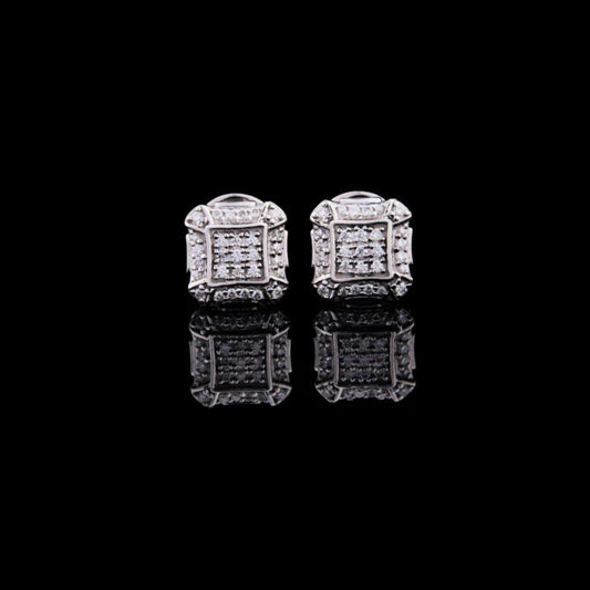1.58 TCW Cluster Round Cut Moissanite Diamond Stud Earrings Pave Square Design by Ivevar Luxury