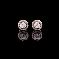 1.50 TCW Luxury Double Halo Rose Gold Moissanite Stud Earrings with Round Brilliant Cut Center Stones