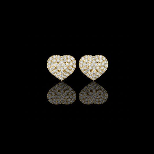 0.33 TCW Romantic Heart Shape With Round Lab Grown Diamond Stud Earrings with Pavé Brilliance