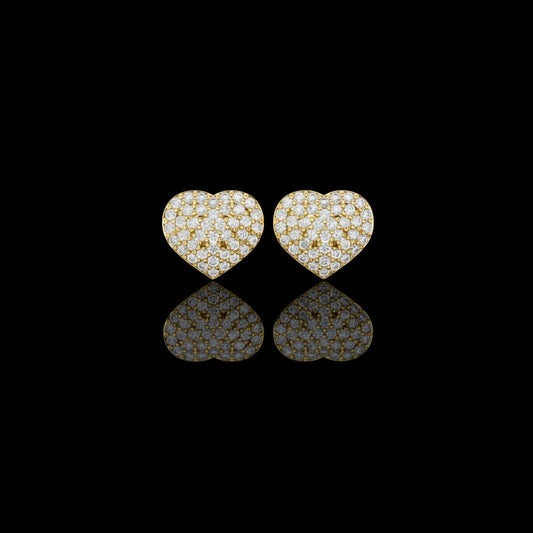 0.33 TCW Romantic Heart Shape With Round Moissanite Diamond Stud Earrings with Pavé Brilliance