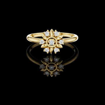 0.30 TCW Sunlit Floral Refined Petal Cluster Artistry Lab Diamond Cluster Ring in Gold