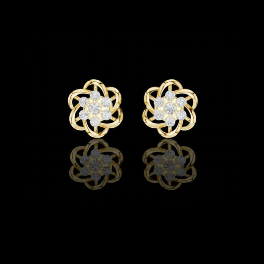 0.39 TCW Fine Jewelry Floral Knot Lab Grown Round Cut Diamond Stud Earrings