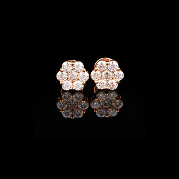 0.60 TCW Luxury Rose Gold Floral Cluster Stud Moissanite Earrings Featuring Brilliant Round Multi Stone Design