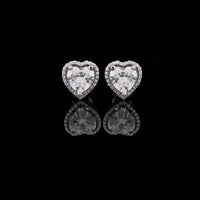 1.50 CT Heart Shaped Halo Lab Diamond Stud Earrings with Center Stones and Sparkling Accent Border for a Romantic