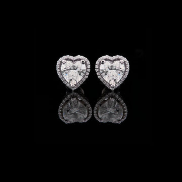 1.50 CT Heart Shaped Halo Lab Diamond Stud Earrings with Center Stones and Sparkling Accent Border for a Romantic
