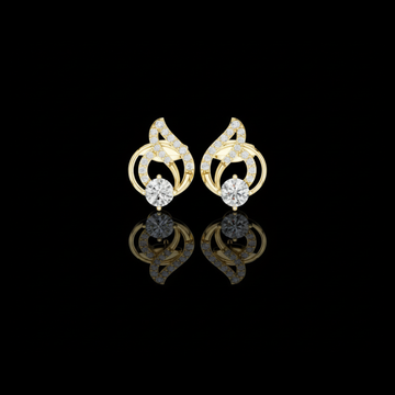 0.60 CT Bright Lab Grown Round Cut Diamond Swirl Stud Earrings Modern Fine Jewelry Design