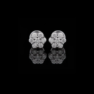 1.02 TCW Classic Round Moissanite Diamond Stud Earrings in White Gold Cut by Ivevar