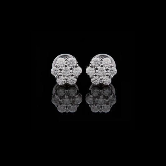 1.02 TCW Classic Round Moissanite Diamond Stud Earrings in White Gold Cut by Ivevar
