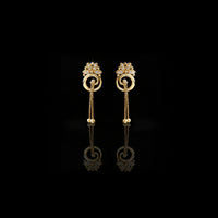 0.20 TCW Top Luxury Ethnic Royal Gold Drop Earrings with Floral Lab Diamond Stud by Ivevar