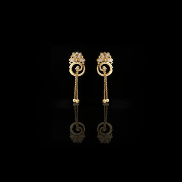 0.20 TCW Top Luxury Ethnic Royal Gold Drop Earrings with Floral Lab Diamond Stud by Ivevar