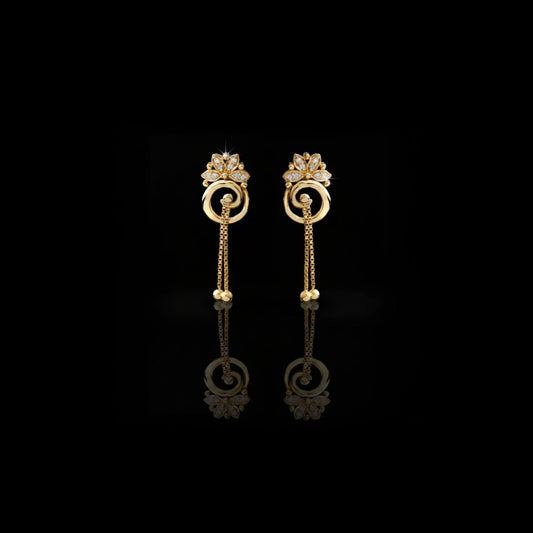 0.20 TCW Top Luxury Ethnic Royal Gold Drop Earrings with Floral Moissanite Diamond Stud by Ivevar