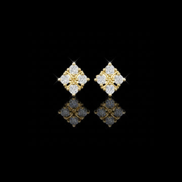 0.52 TCW Cross Motif Four Point Moissanite Round Diamond Cluster Stud Earrings For Gift