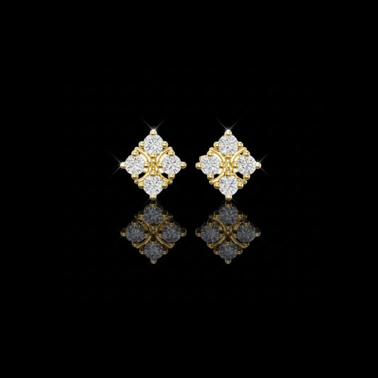 0.52 TCW Cross Motif Four Point Moissanite Round Diamond Cluster Stud Earrings For Gift