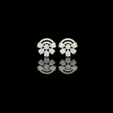 0.33 CT Art Deco Inspired Fan Shaped Lab Grown Diamond Cluster Stud Earrings