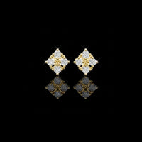 0.52 TCW Cross Motif Four Point Moissanite Round Diamond Cluster Stud Earrings For Gift