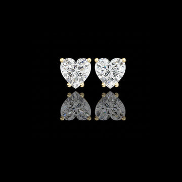 2.43 TCW Romantic Brilliant Heart Shaped Lab Grown Stud Earrings in Elegant Prong Setting for Timeless Sparkle