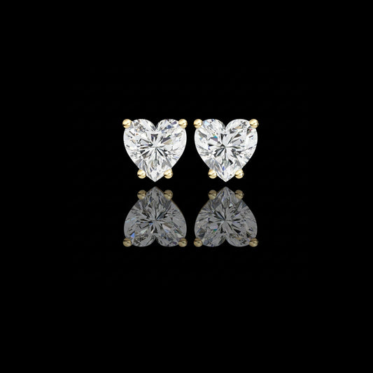2.44 TCW Romantic Brilliant Heart Shaped Moissanite Stud Earrings in Elegant Prong Setting for Timeless Sparkle