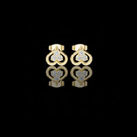 0.24 TCW Eterna Heartloop Moissanite Diamond Cluster Gold Stud Earrings with Open Curved Love Motif