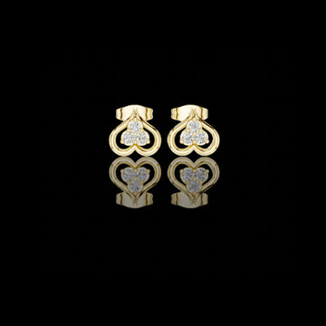 0.24 TCW Eterna Heartloop Moissanite Diamond Cluster Gold Stud Earrings with Open Curved Love Motif
