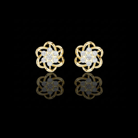 0.39 TCW Fine Jewelry Floral Knot Moissanite Round Cut Diamond Stud Earrings