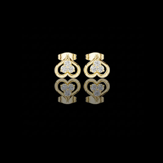 0.24 TCW Eterna Heartloop Lab Diamond Cluster Gold Stud Earrings with Open Curved Love Motif