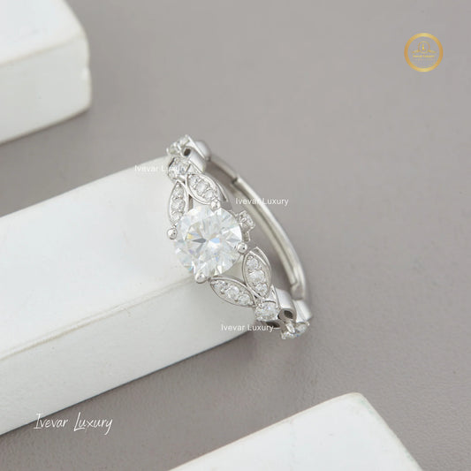 925 Sterling Silver Natural Diamond Ring by Ivevar