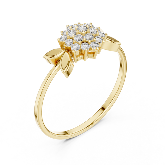 Floral Cluster Round Moissanite Leaf Engagement Ring - view 2