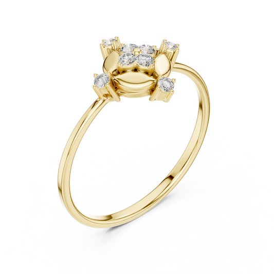 Compass Bloom Round Lab Diamond Cluster Anniversary Ring - view 2