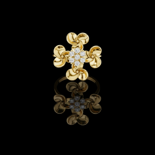 0.011 TCW Floral Petal Ring with Lab Grown Diamond Cluster A Statement of Blooming Beauty