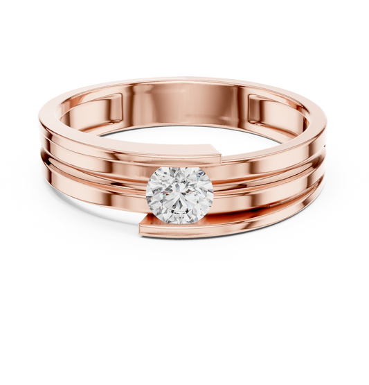 0.30 TCW Modern Open Edge Gold Lab Diamond Band with Floating Solitaire Accent For Soft Heart