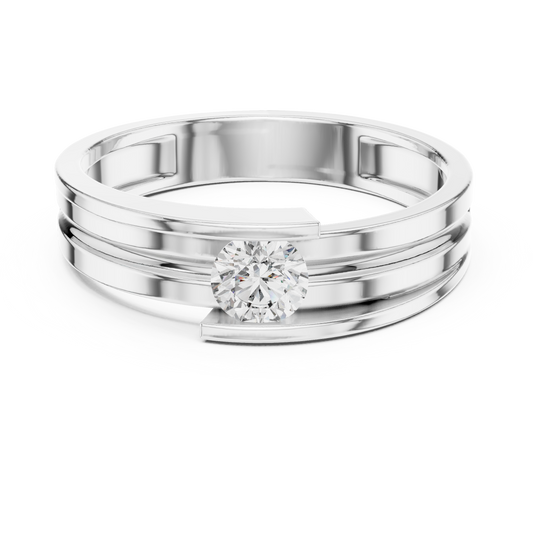Round Cut Lab Grown Diamond Men's Tension Set Solitaire Ring - view 3