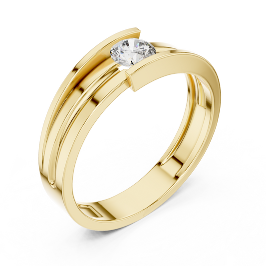 Round Cut Moissanite Men's Tension Set Solitaire Ring - view 4