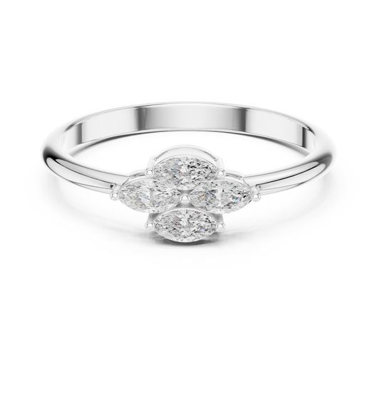 Quatrefoil Marquise Lab Diamond Cluster Wedding Ring - view 3