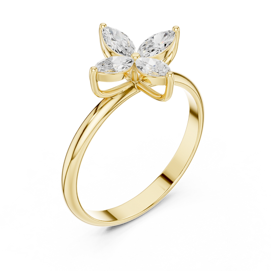 Marquise Cut Four Petal Moissanite Engagement Ring - view 4