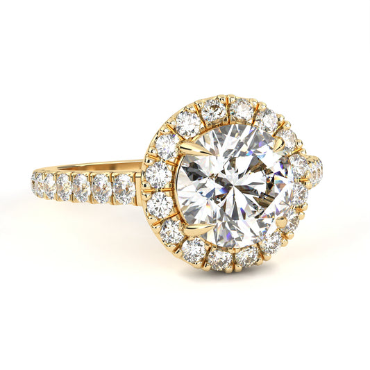 0.80 CT Trendy Round Cut Lab Grown Diamond Solitaire Halo Ring Thin Band in Solid Gold & Silver