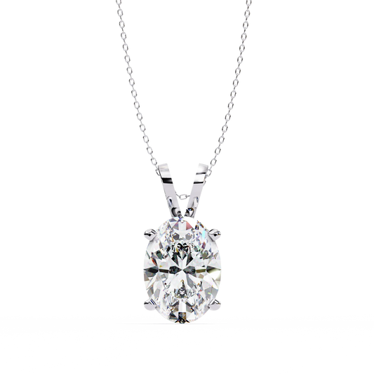Oval Cut Solitaire Four Prong V Bail Pendant - view 4