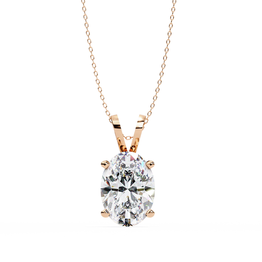 Oval Cut Solitaire Four Prong V Bail Pendant - view 3
