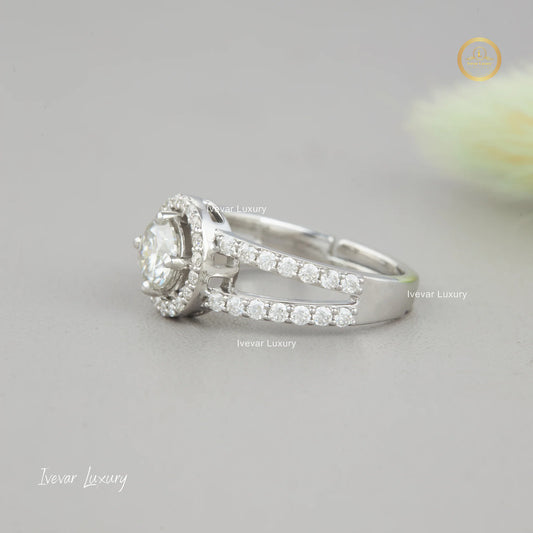 Natural Diamond 925 Pure Silver Ring by Ivevar