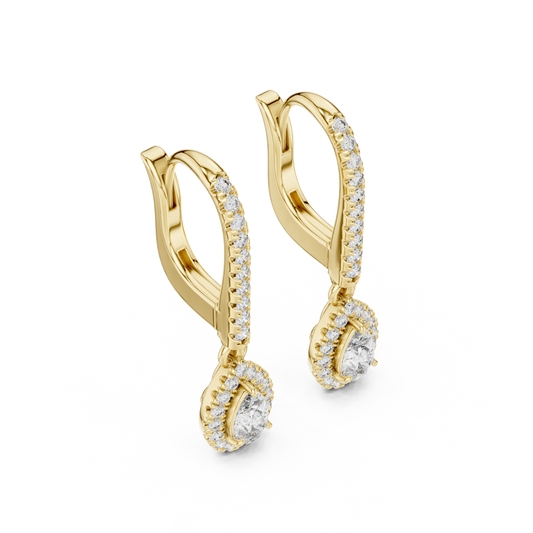 Bright Pear Cut Moissanite Drop Earrings Premium Halo Dangle Jewelry - view 4