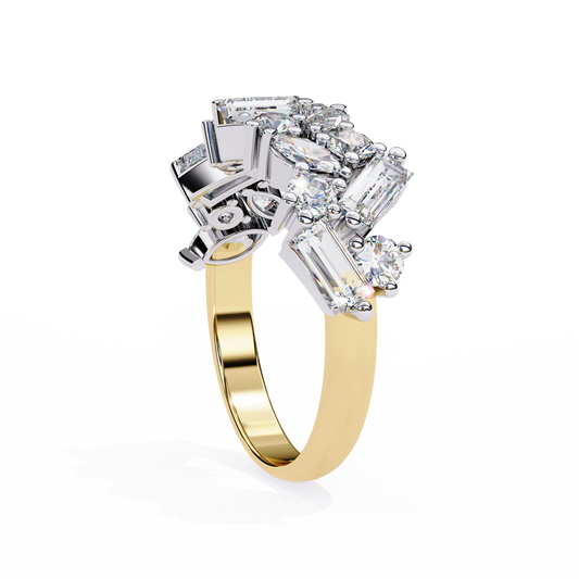 4.00 TCW Wearable Cluster Art Lab Grown Mixed-Cut Diamond Band For Everlasting Love
