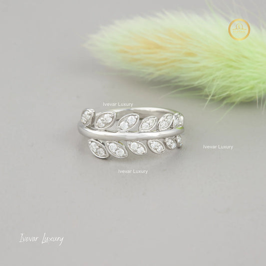 Luxury 925 Silver Natural Diamond Ring by Ivevar