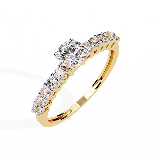 Round Cut Lab Grown Pavé Solitaire Engagement Ring