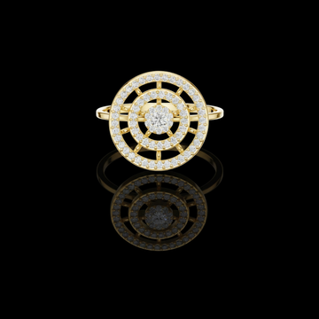 2.00 CT Radiant Halo Concentric Moissanite Diamond Ring With Multi-Layered Circle Design