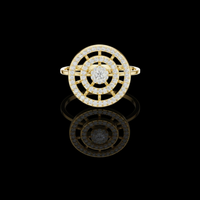 2.00 CT Radiant Halo Concentric Lab Grown Diamond Ring With Multi-Layered Circle Design