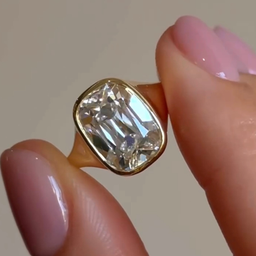 3.00 TCW Classic Old Mine Elongated Cushion Moissanite Diamond Modern Bezel Set Solitaire Engagement Ring For Her